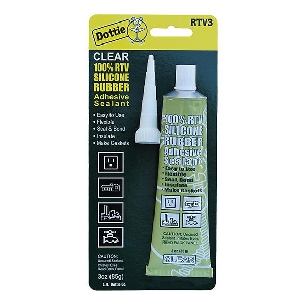 Silicone Sealant, 3 oz., Carded Tube, Clear, Silicone Base